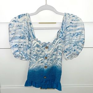 Surf Gypsy Cute Blue and White Tiger Stripe Top